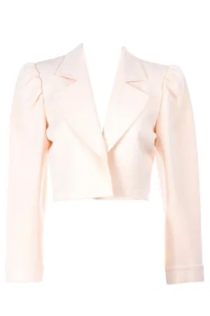 1970s Yves Saint Laurent Cream Open Front Cropped Jacket