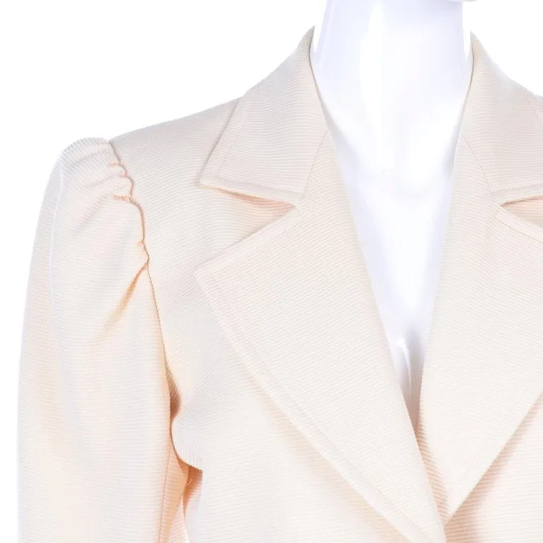 1970s Yves Saint Laurent Cream Open Front Cropped Jacket