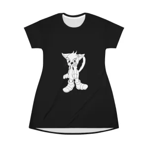 Angry Cat All Over Print T-Shirt Dress