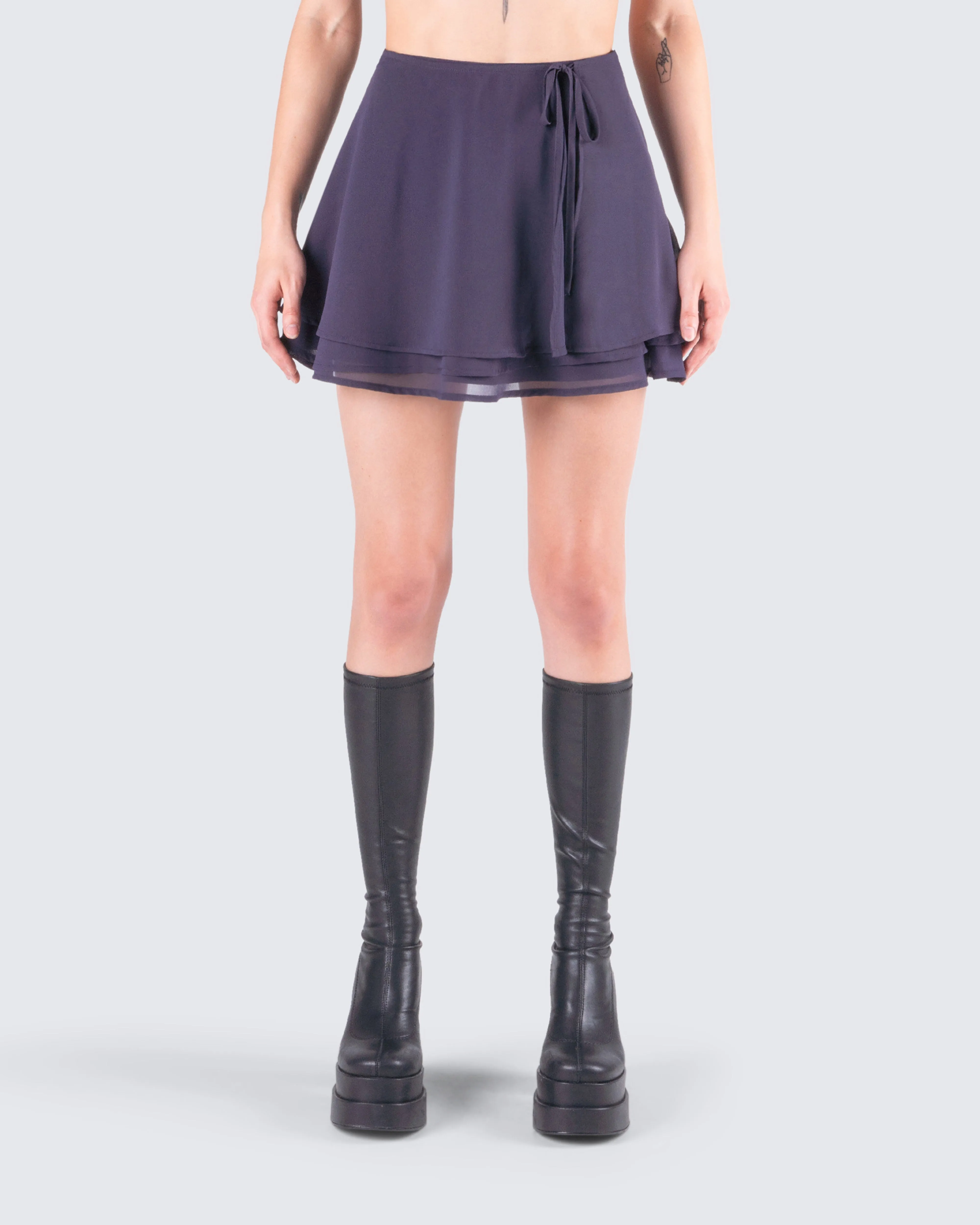 Arpana Charcoal Layered Mini Skirt