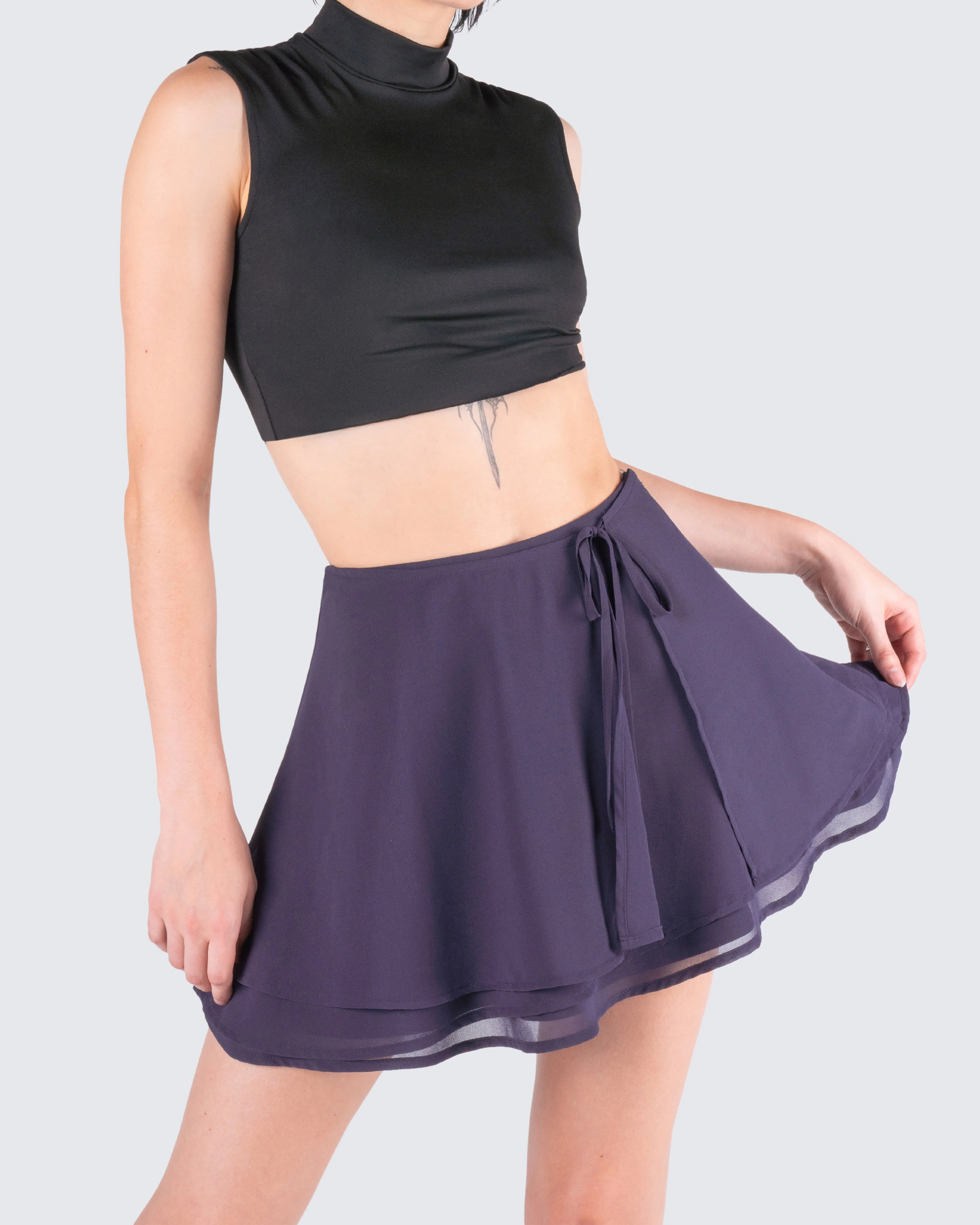 Arpana Charcoal Layered Mini Skirt