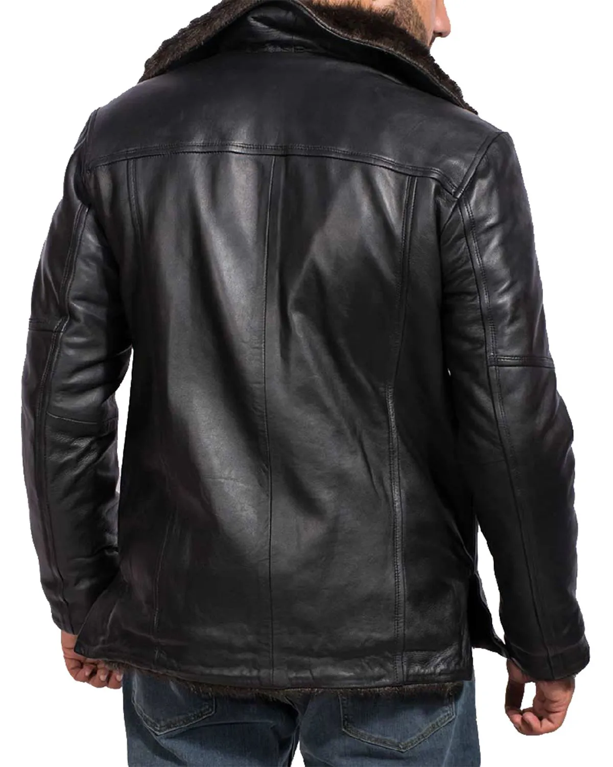 Aviator RAF Faux Shearling Black Leather Jacket