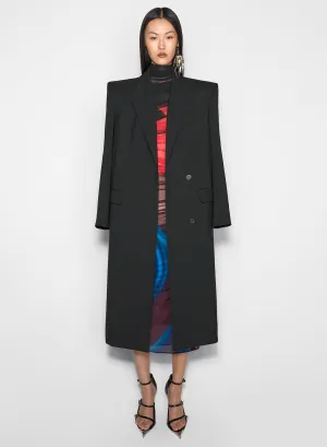 black double-breasted wool coat