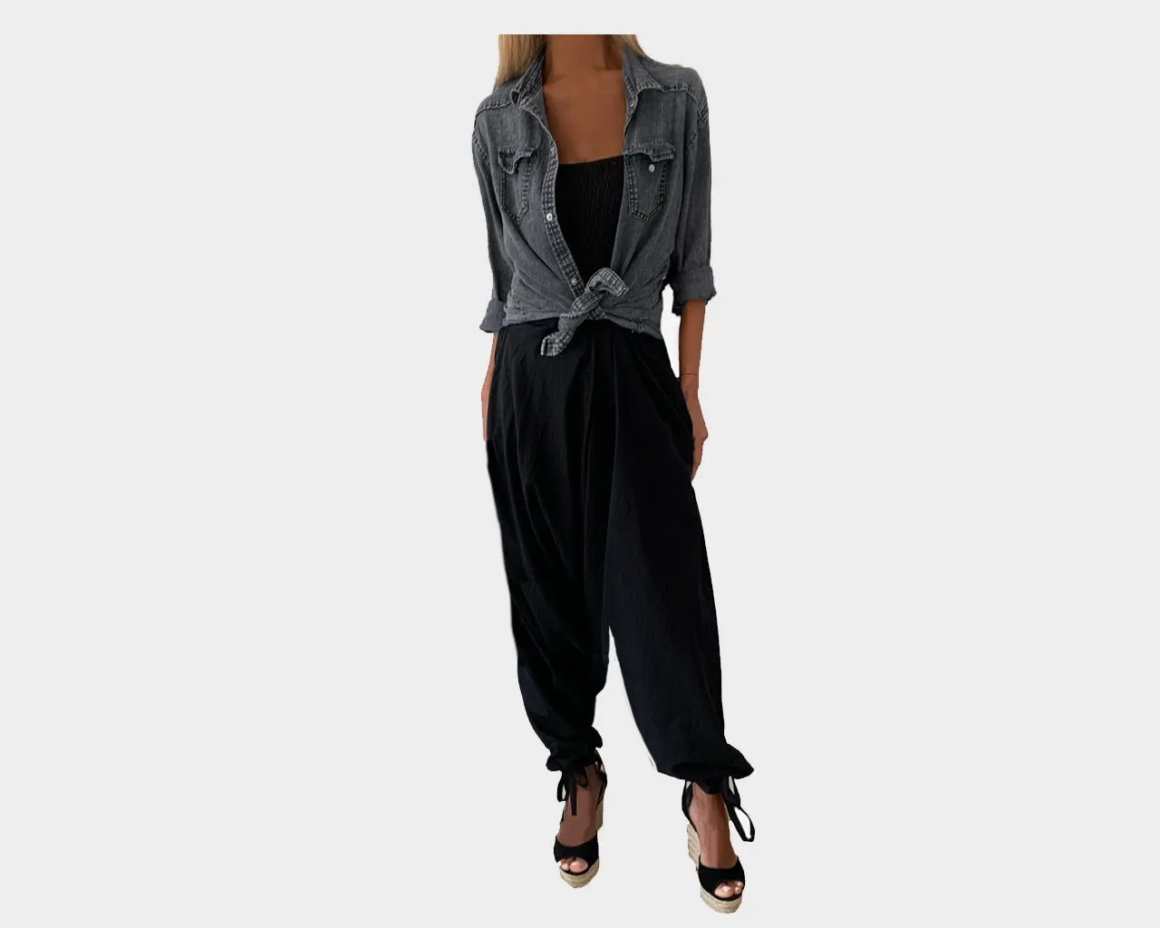 Black Strapless Jumpsuit- The Malibu