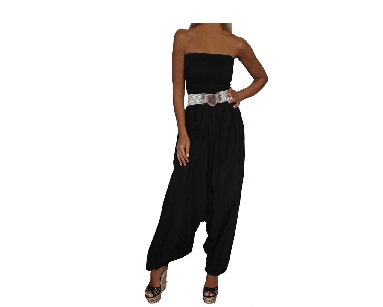 Black Strapless Jumpsuit- The Malibu