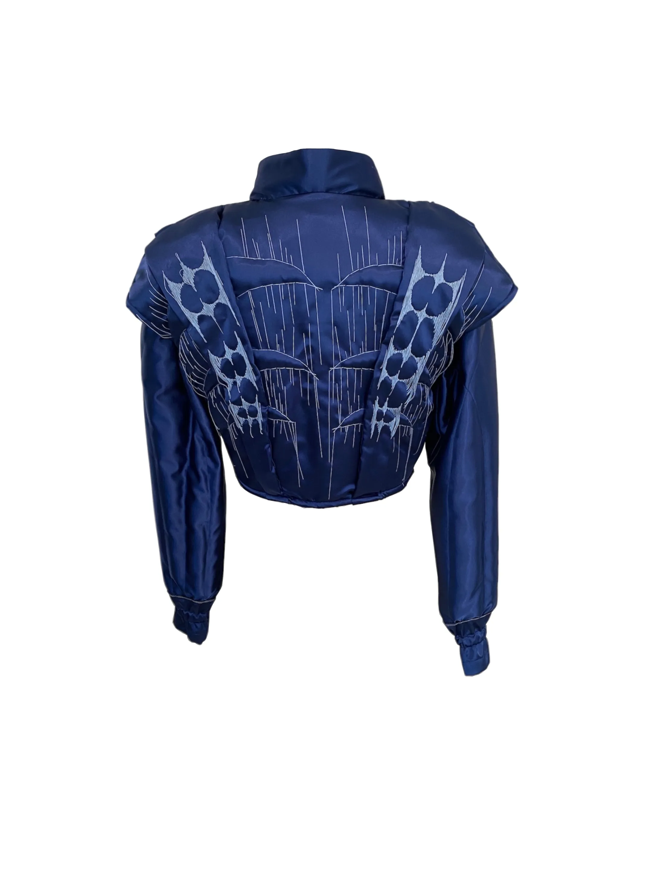 Blue steel cropped puffer jacket