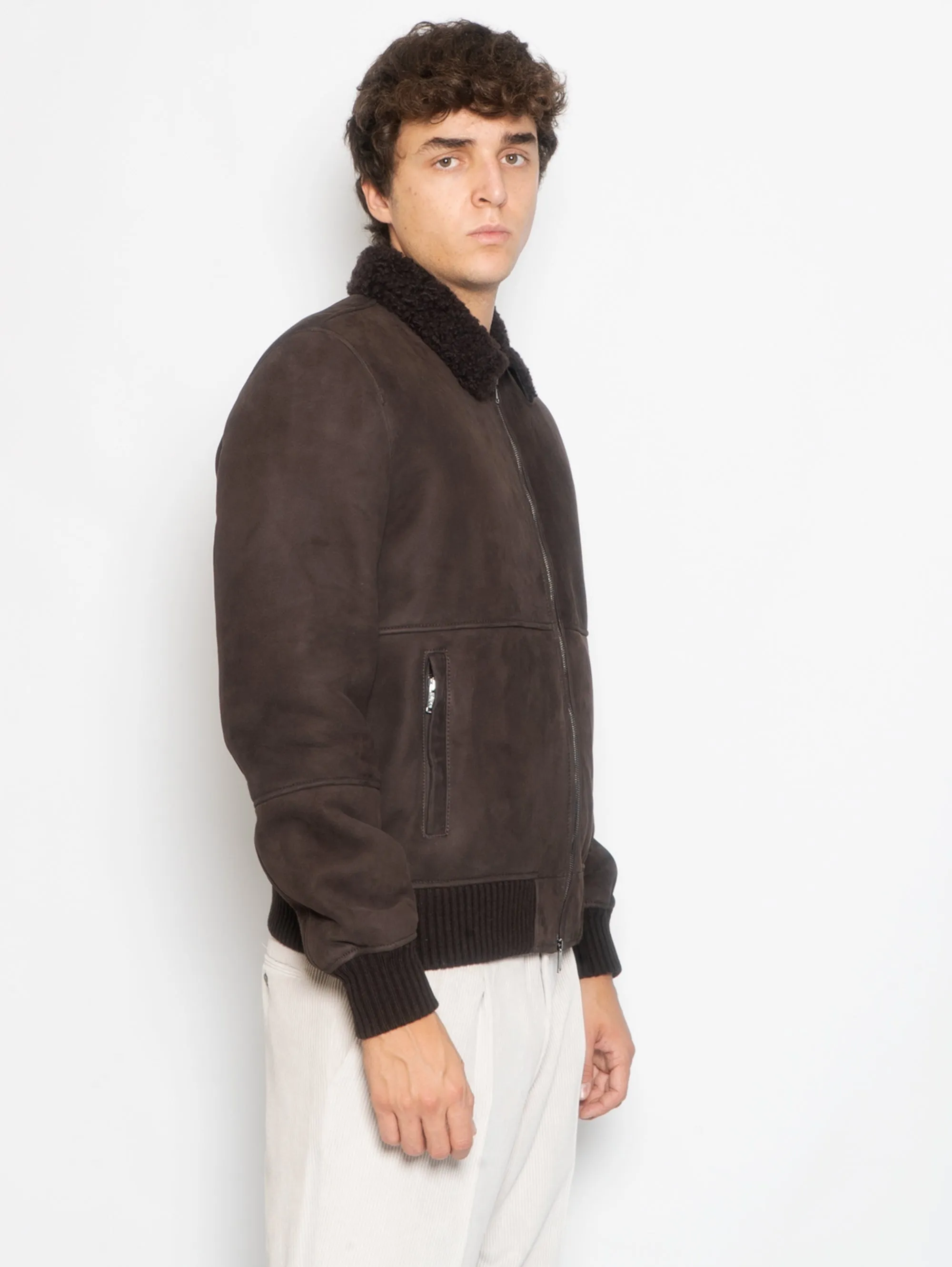 Bomber in Shearling Testa di Moro