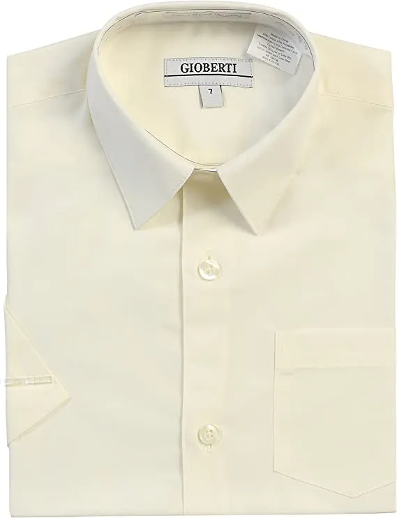 Boy's Short Sleeve Solid Dress Shirt - Ivory