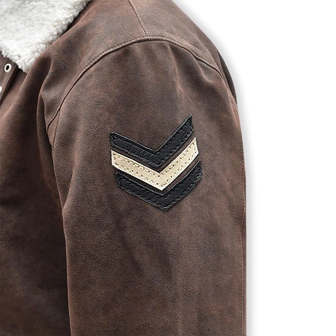 Brown Aviator Shearling Bomber Leather Jacket