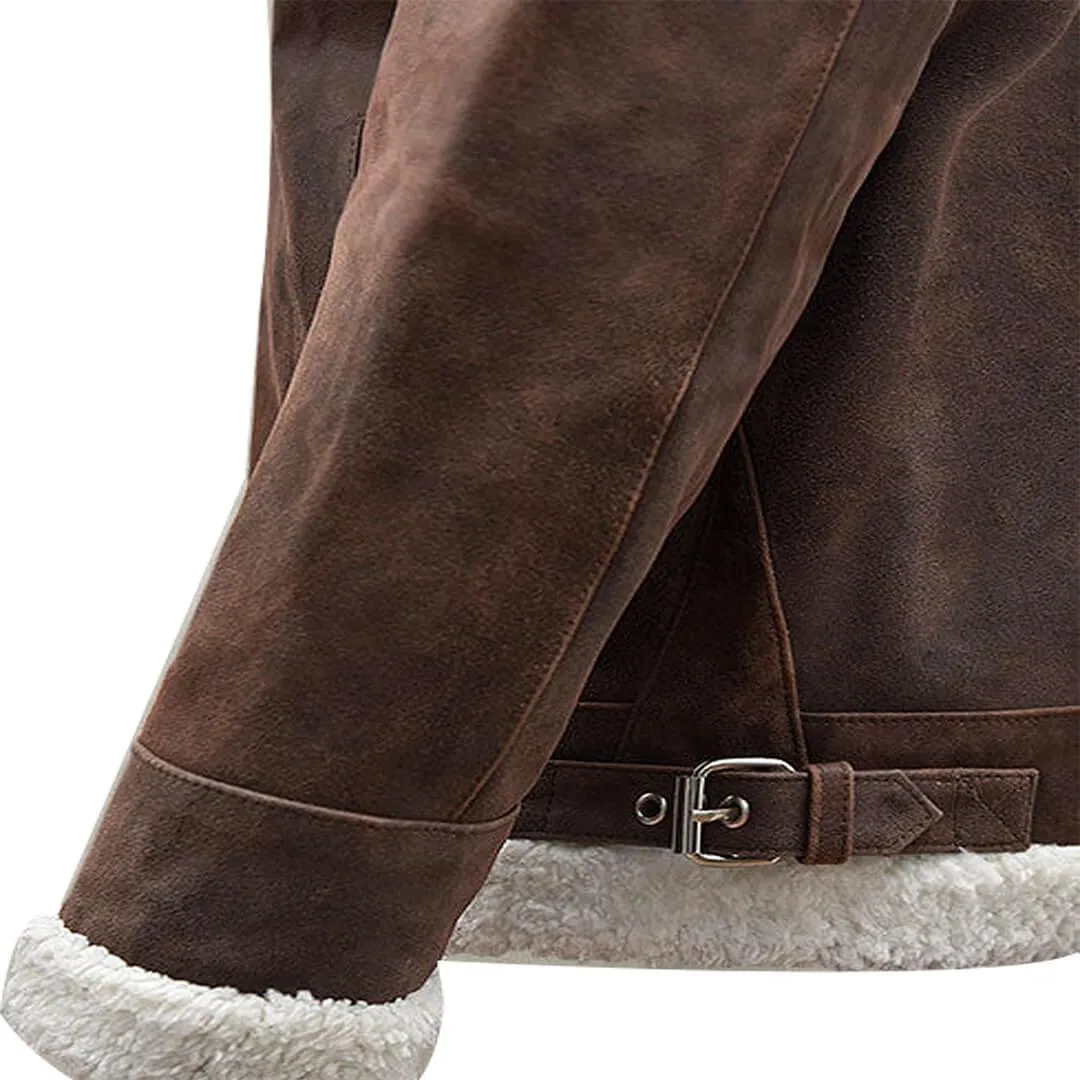 Brown Aviator Shearling Bomber Leather Jacket