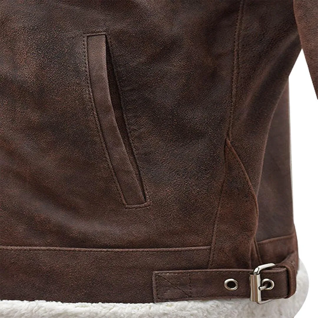 Brown Aviator Shearling Bomber Leather Jacket