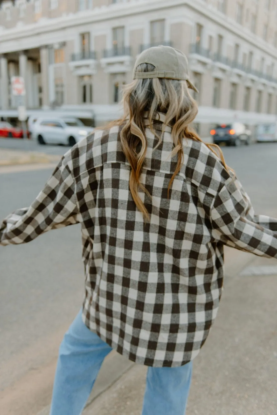 Brown Checker Button Down Shacket