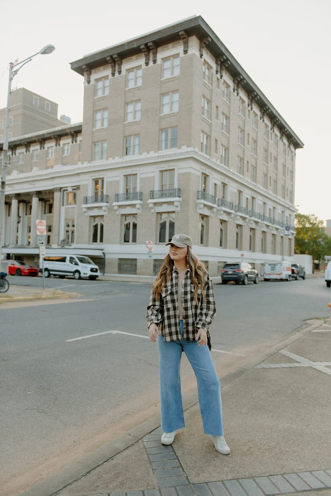 Brown Checker Button Down Shacket