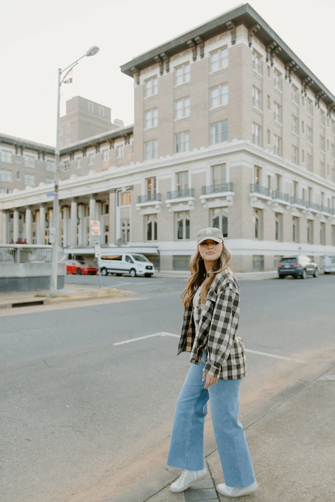 Brown Checker Button Down Shacket