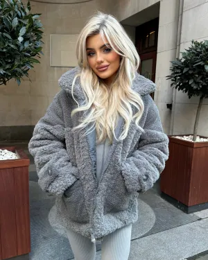 Brynn Teddy Style Coat- Grey