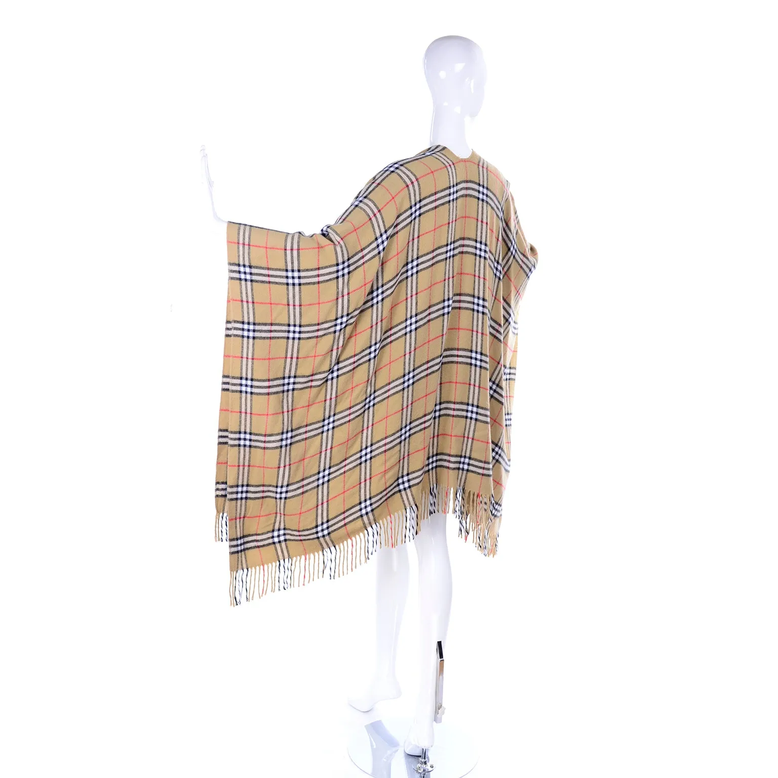 Burberrys Vintage Nova Check Plaid Cape w/ Fringe