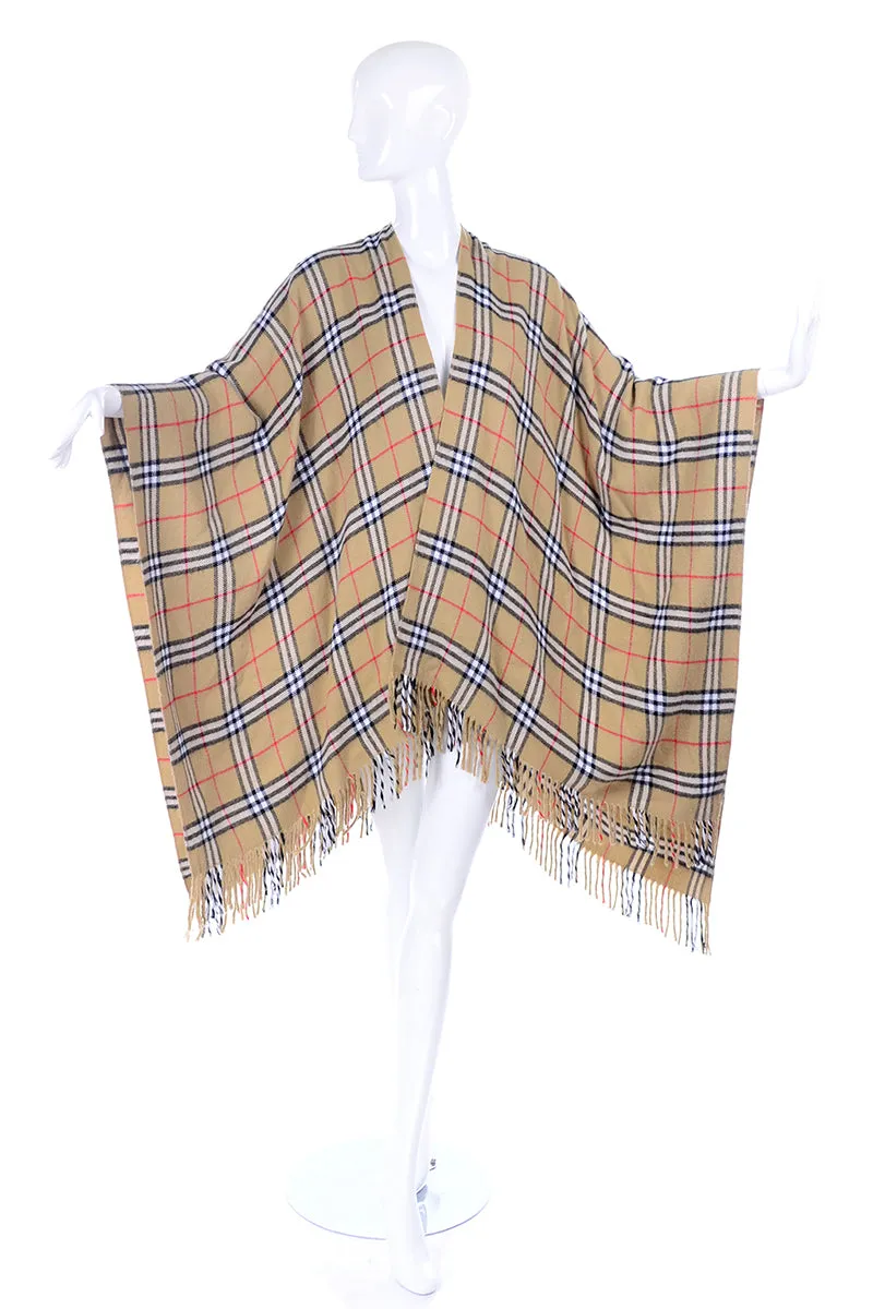 Burberrys Vintage Nova Check Plaid Cape w/ Fringe