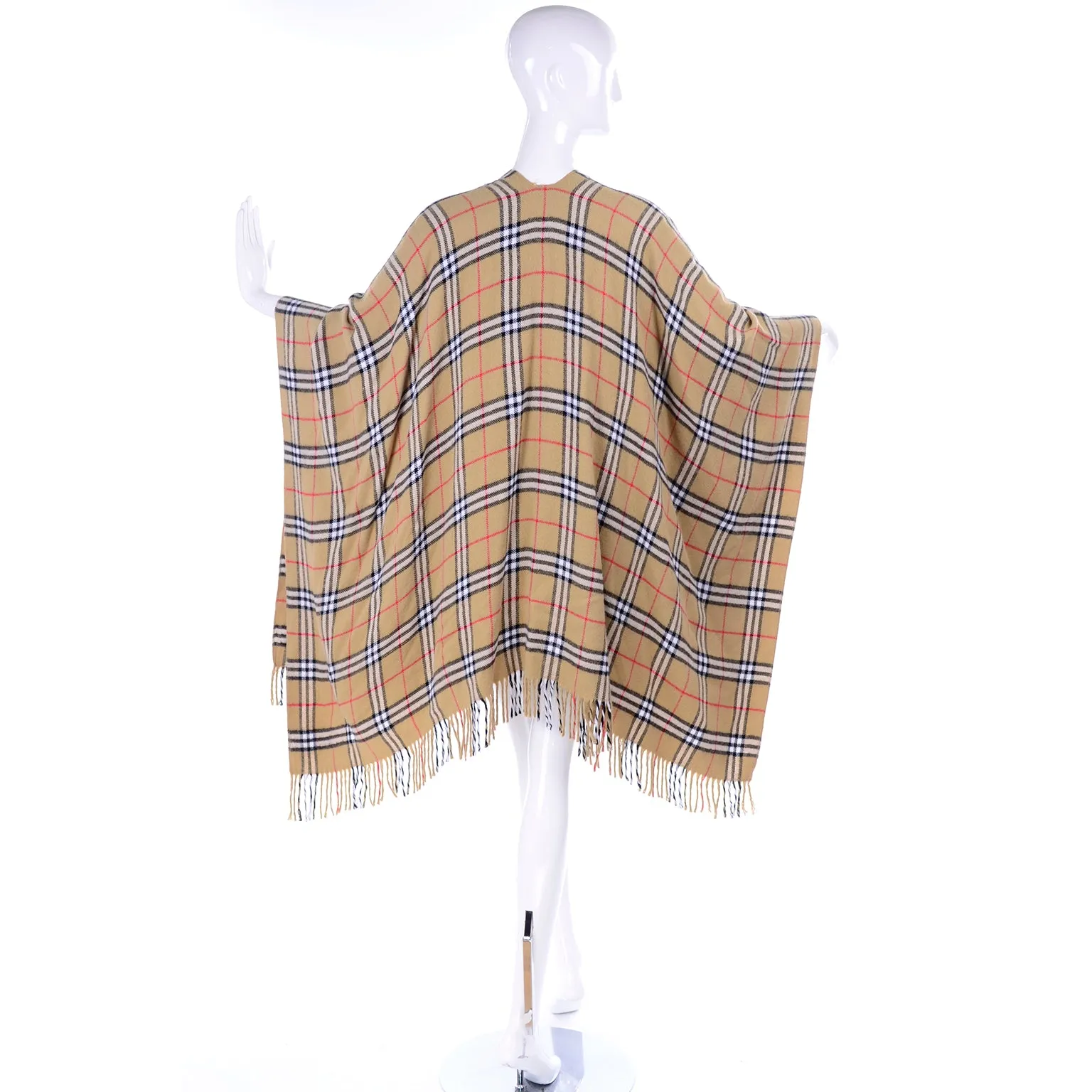 Burberrys Vintage Nova Check Plaid Cape w/ Fringe