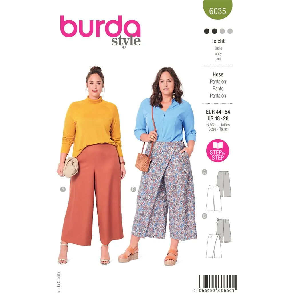 Burda Style Pattern 6035 Misses' Trousers and Culottes B6035