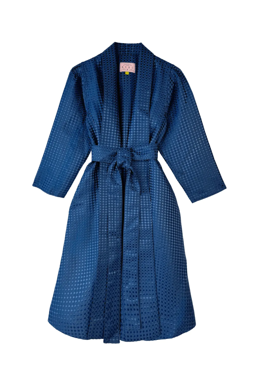 Buru x Megan Stokes Belted Swing Coat - Chelsea Blue Dot