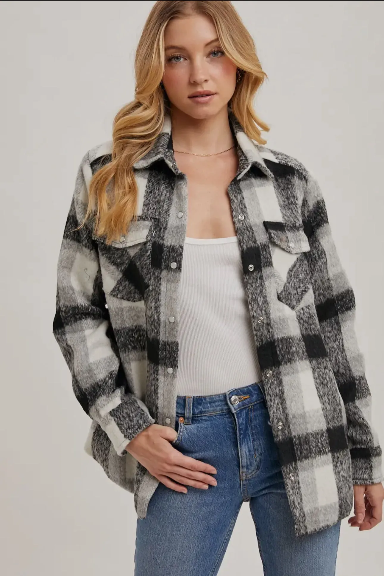 Button Down Plaid Shacket