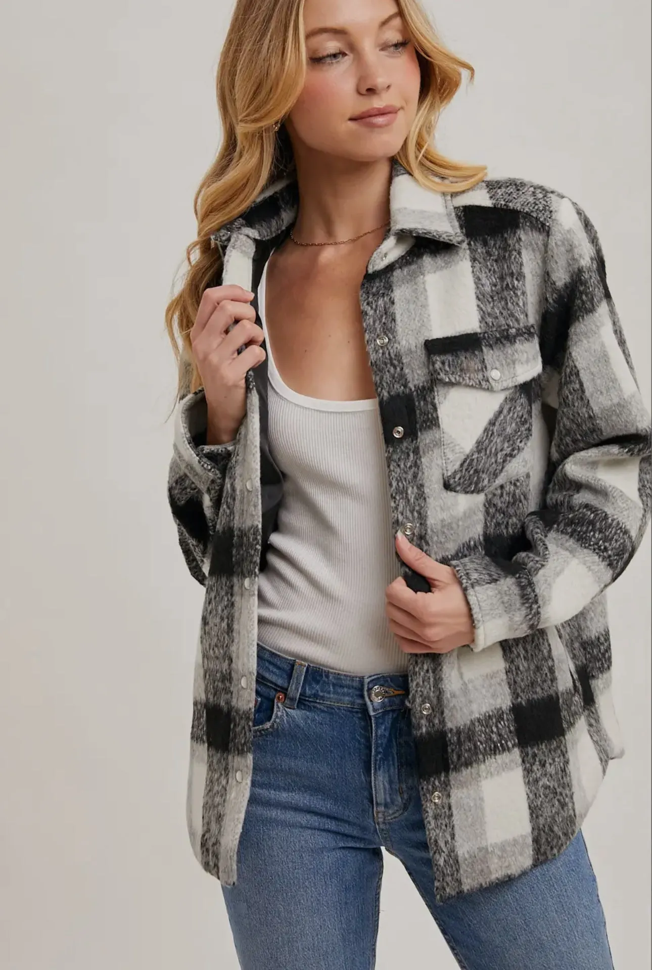 Button Down Plaid Shacket