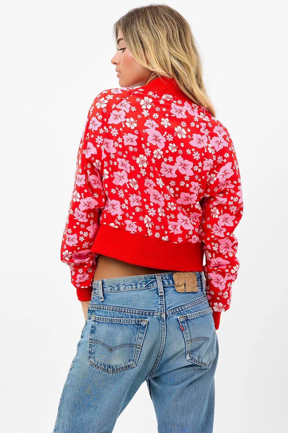 Cameron Satin Floral Cropped Jacket - Coconut Girl