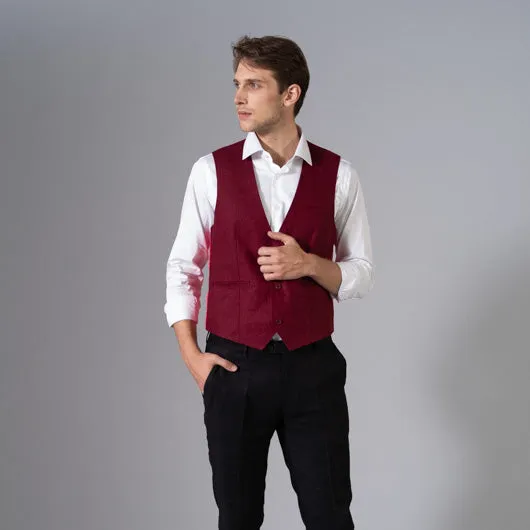 Canterbury Red Linen Waistcoat