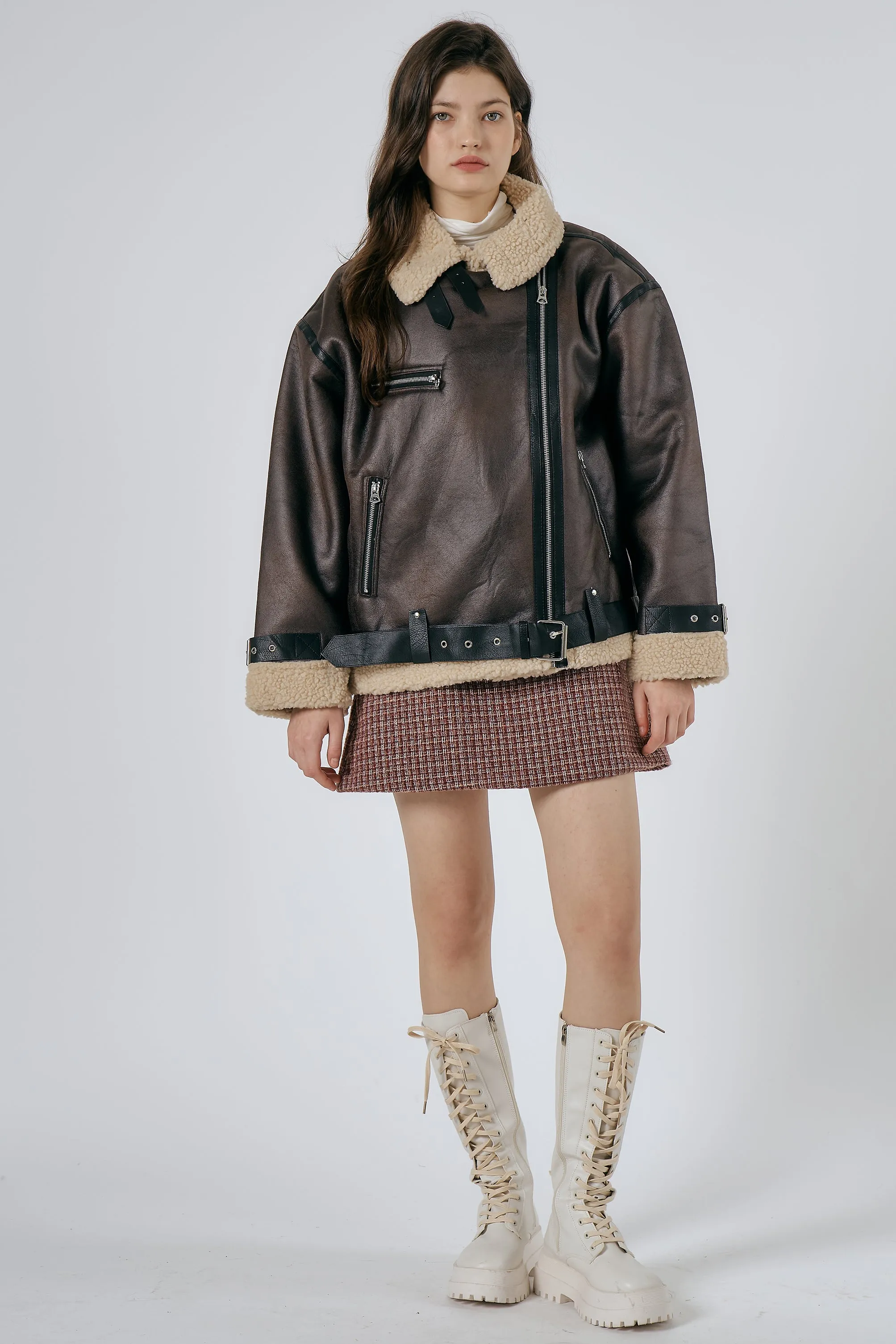 Celina Shearling Aviator Coat