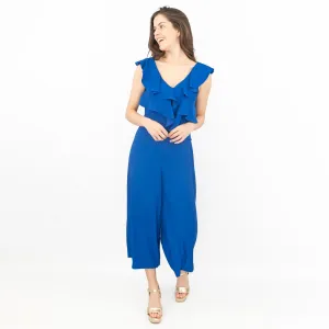 Coast Jojo Ruffle Cobalt Blue Sleeveless V-Neck Jumpsuit