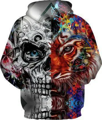 Colorful Skull 3D Printing Coat Zipper Coat Leisure Sports Sweater  Autumn And Winter