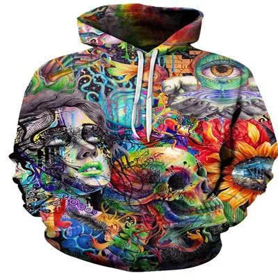 Colorful Skull 3D Printing Coat Zipper Coat Leisure Sports Sweater  Autumn And Winter