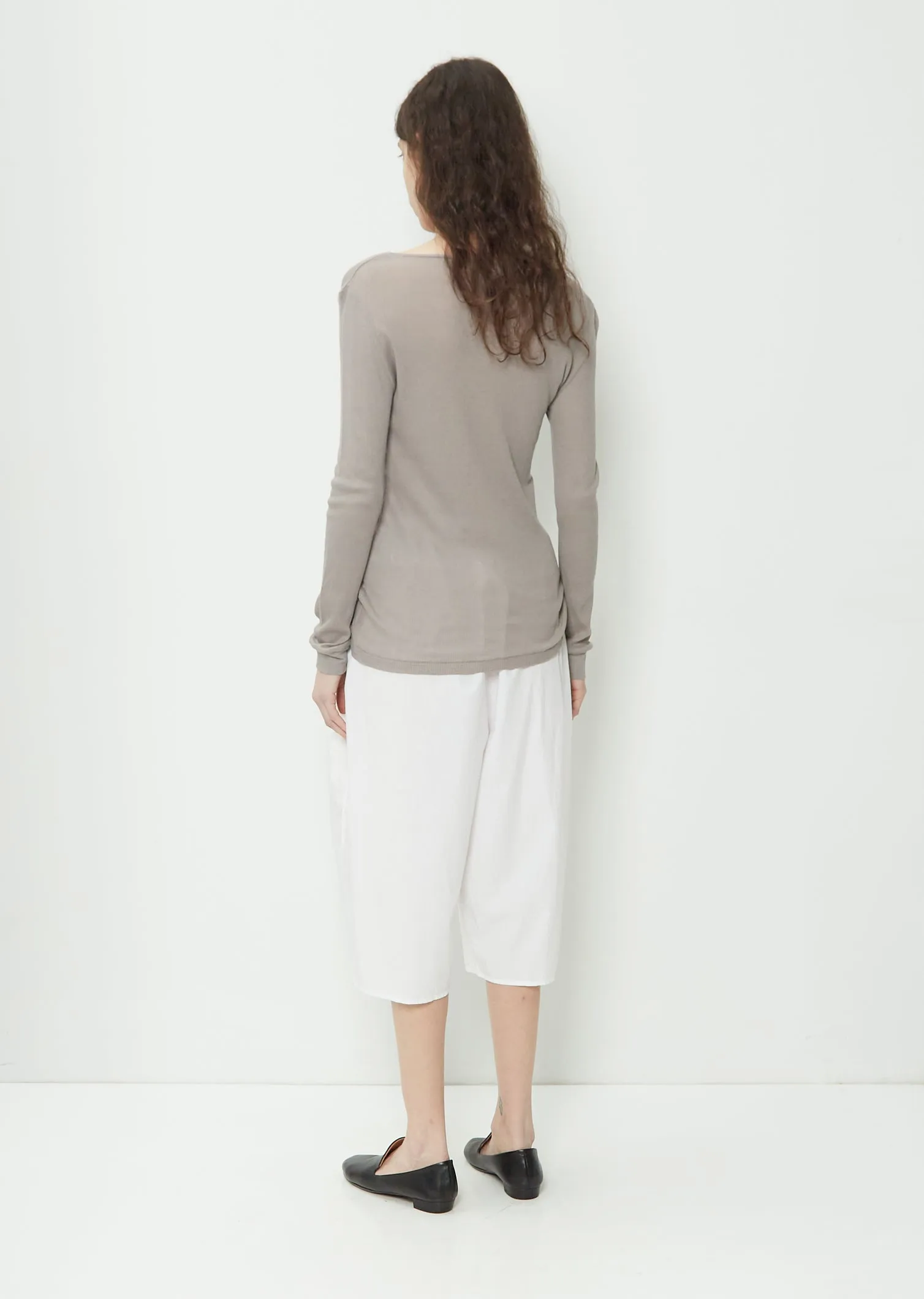 Cotton Cashmere Henley Tee — Silver Grey