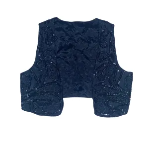 Cropped Sequins Waistcoat Navy SIZE S