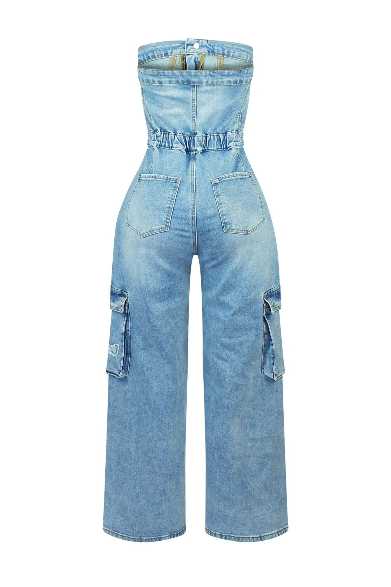 Cross Your Mind Patched Denim Jumpsuit