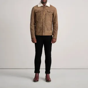 Dallis Snuffed Brown Shearling Trucker Jacket