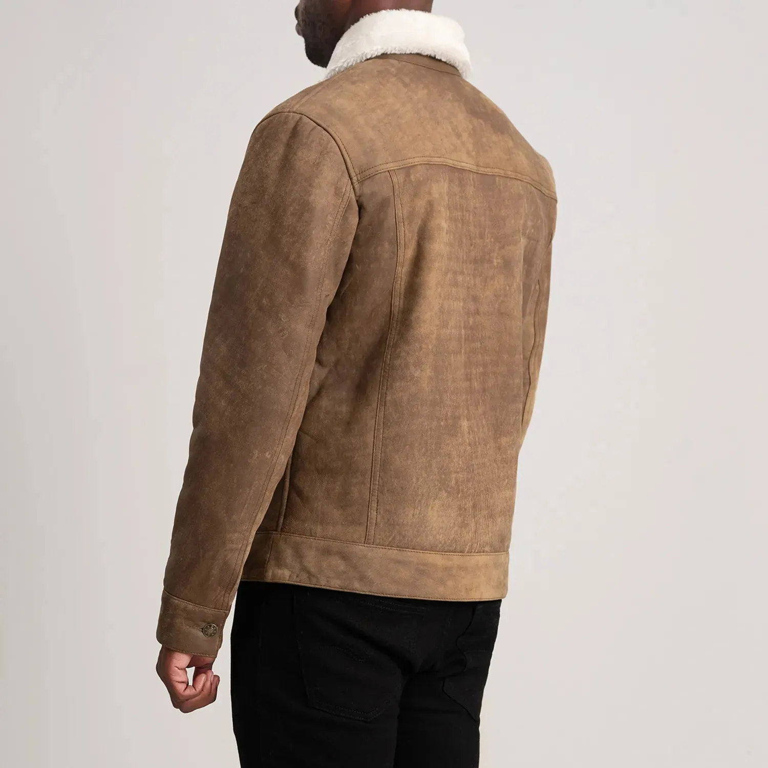 Dallis Snuffed Brown Shearling Trucker Jacket