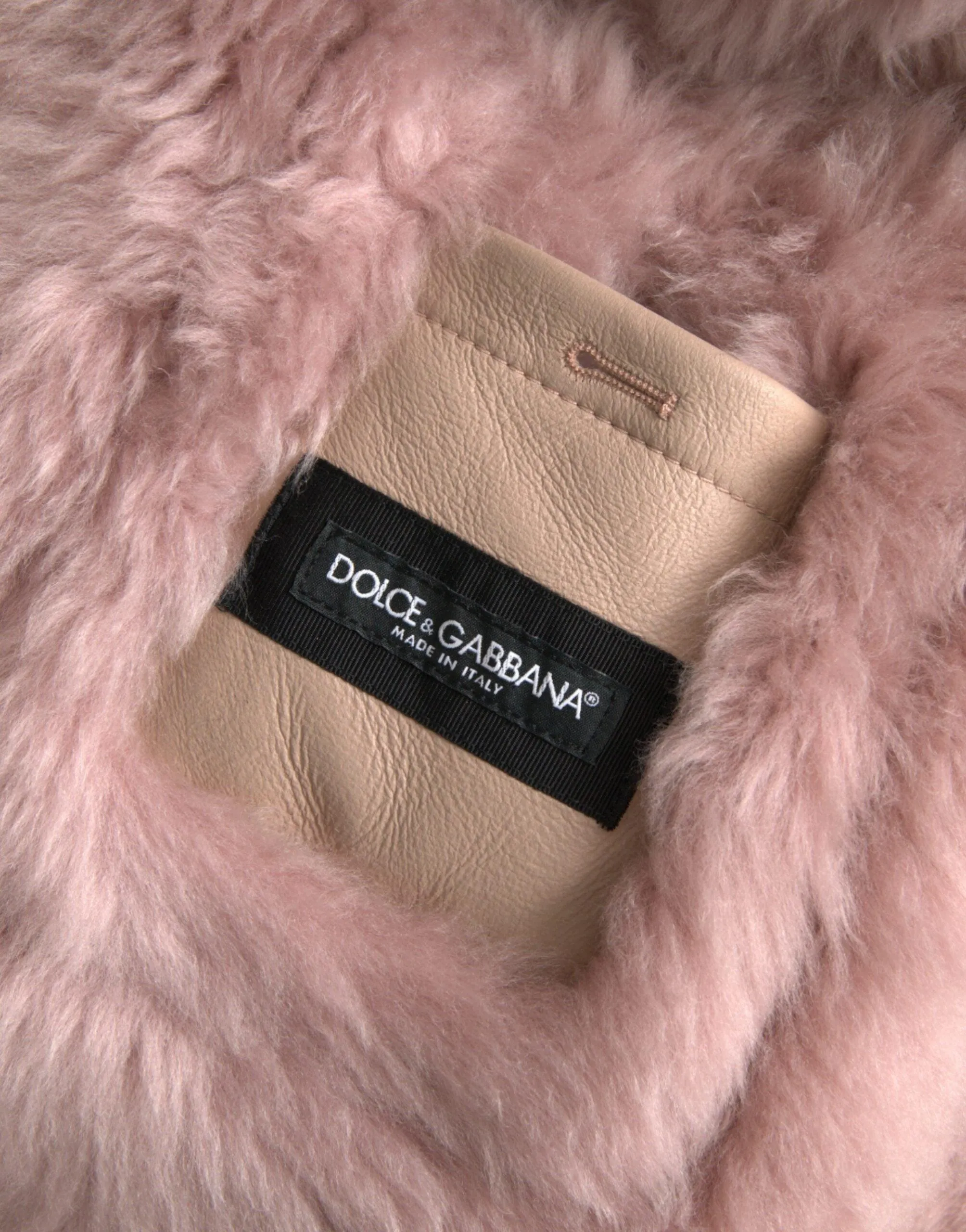 Dolce & Gabbana Leather Shearling Coat