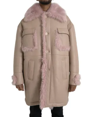 Dolce & Gabbana Leather Shearling Coat