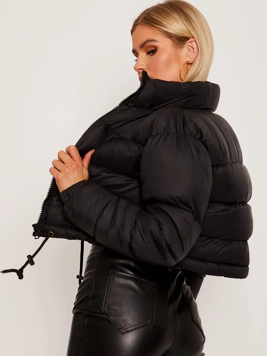 Dora Cropped Puffer Jacket In Black