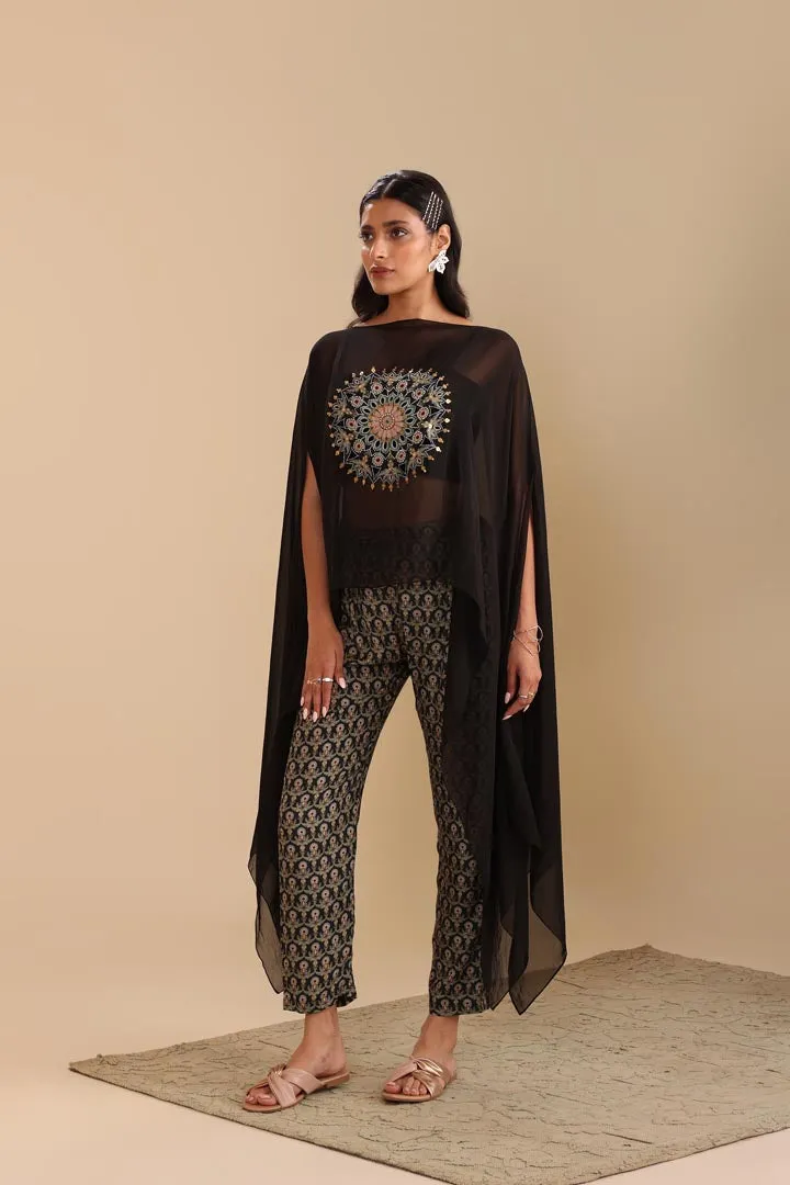 Eraya Printed Jumpsuit with cape