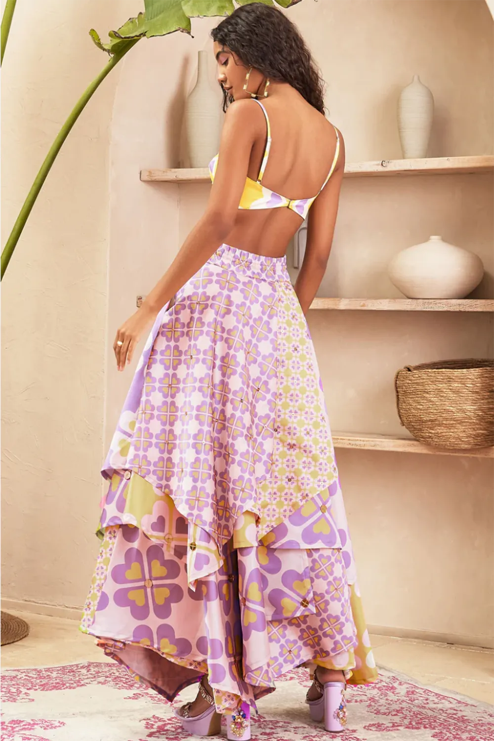 Euthalia Lilac Layered Skirt With Bustier