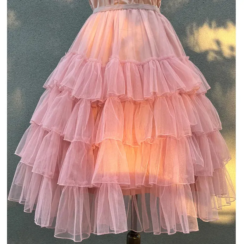 Fluffy Lolita Underskirt Layered Long Tutu Skirt