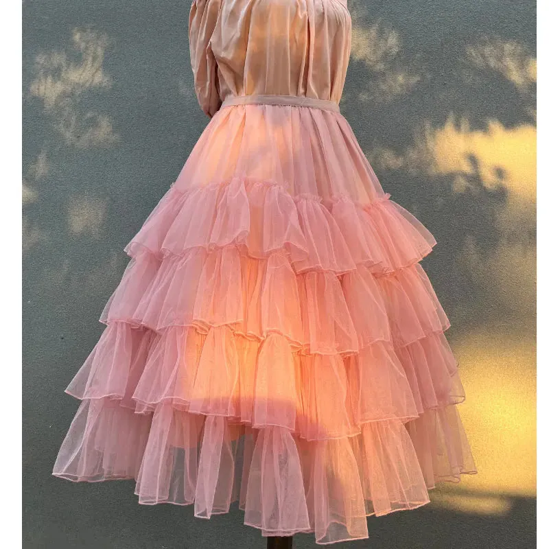 Fluffy Lolita Underskirt Layered Long Tutu Skirt