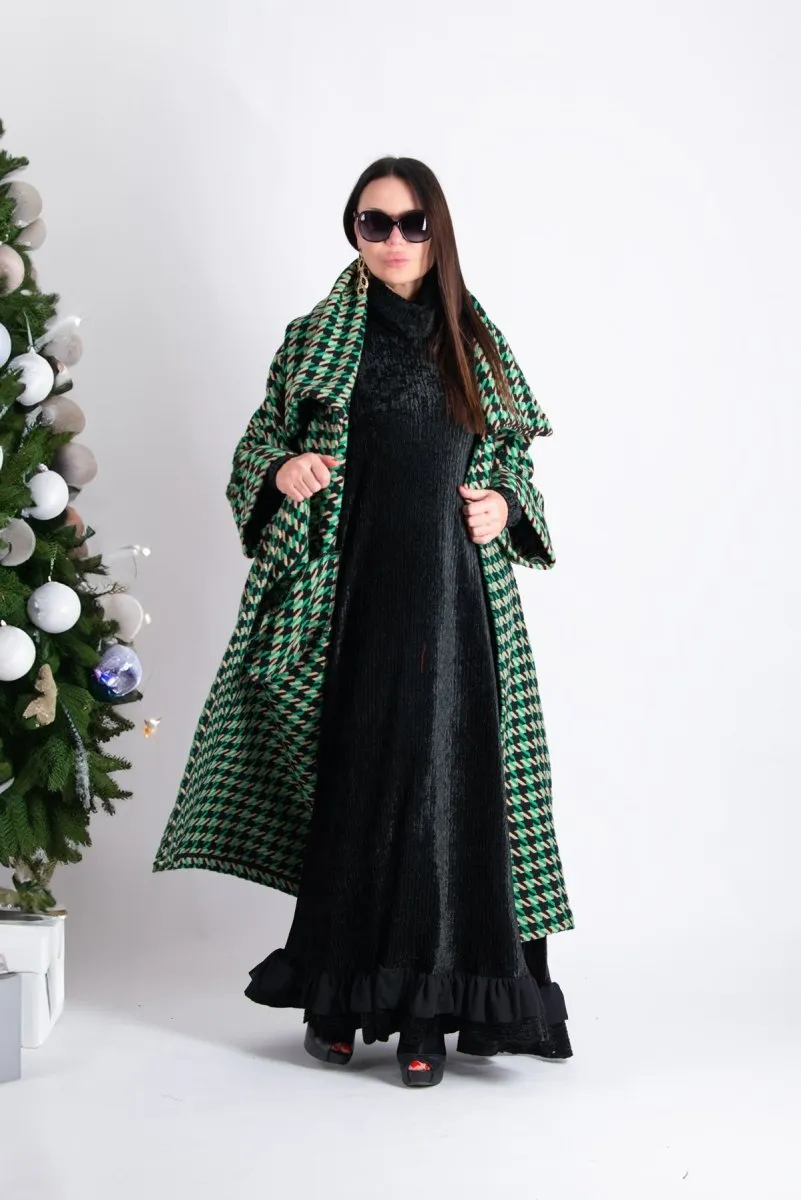 Green Houndstooth Coat OFELIA