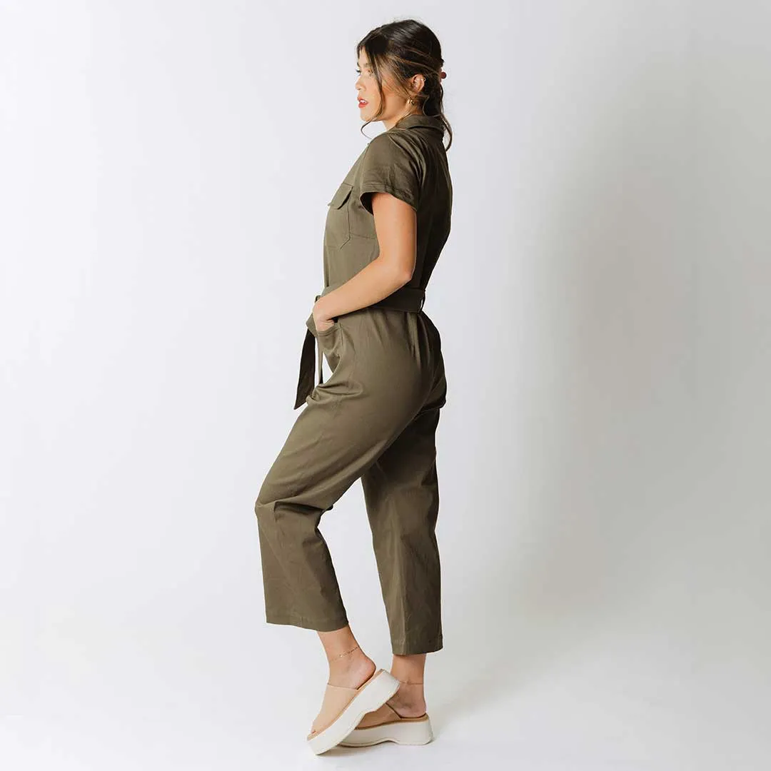 Hamptons Jumpsuit, Olive Canvas