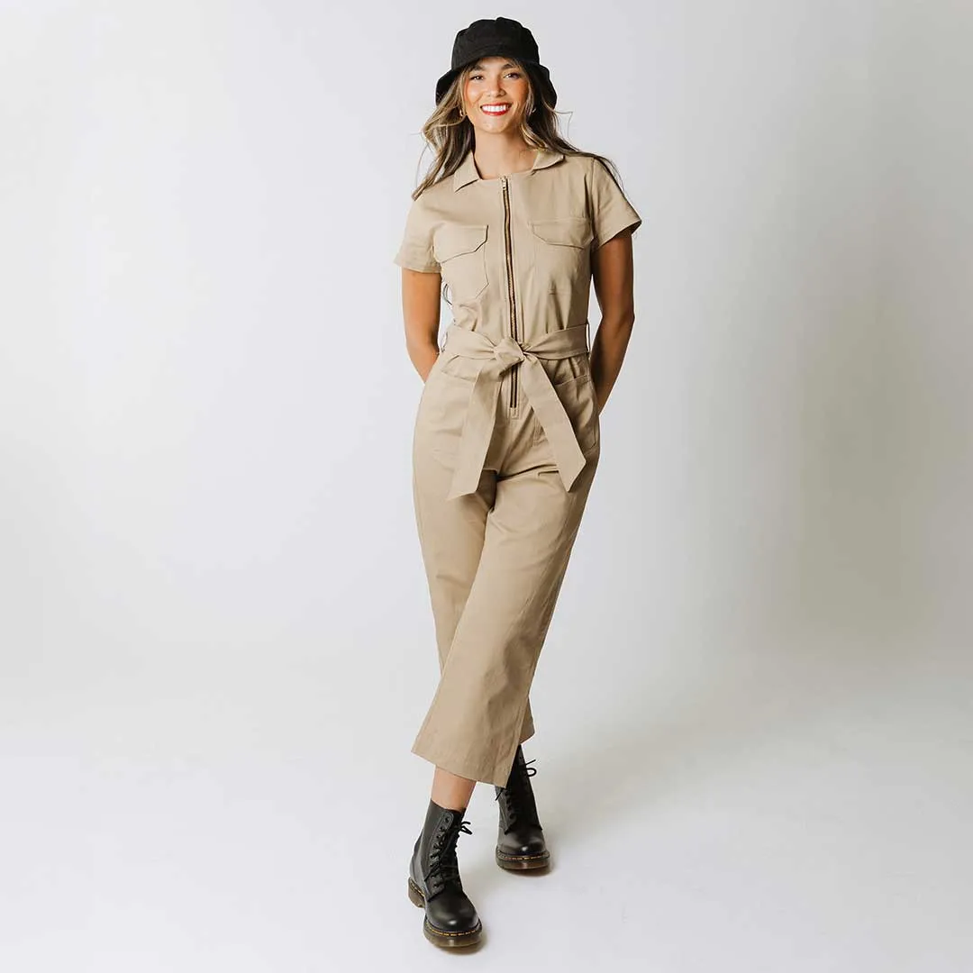 Hamptons Jumpsuit, Toffee Canvas