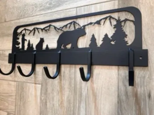 Handmade Momma Bear and Cub Design Coat Rack