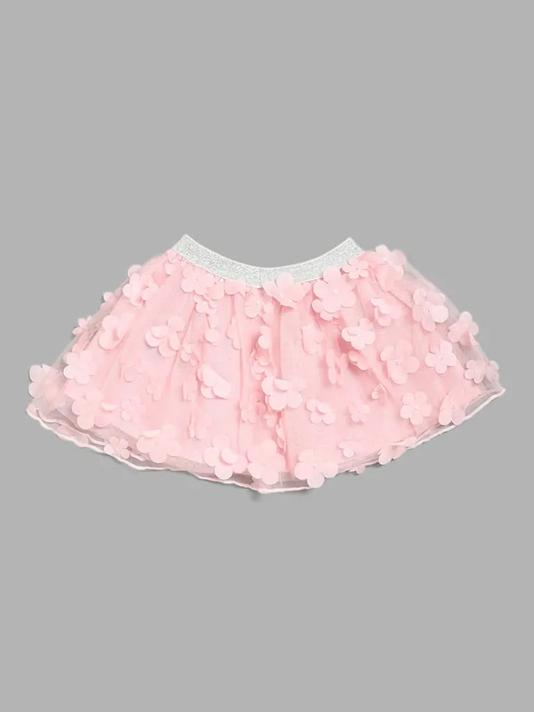 HOP Baby Pink Floral Mesh Skirt