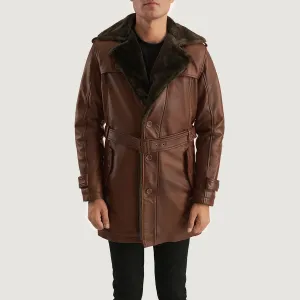 Hunter Distressed Brown Fur Leather Coat